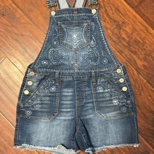 Hand painted denim overalls